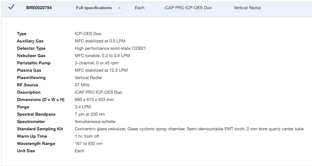 iCAP-PRO ICP-OES-ThermoFisher_spec